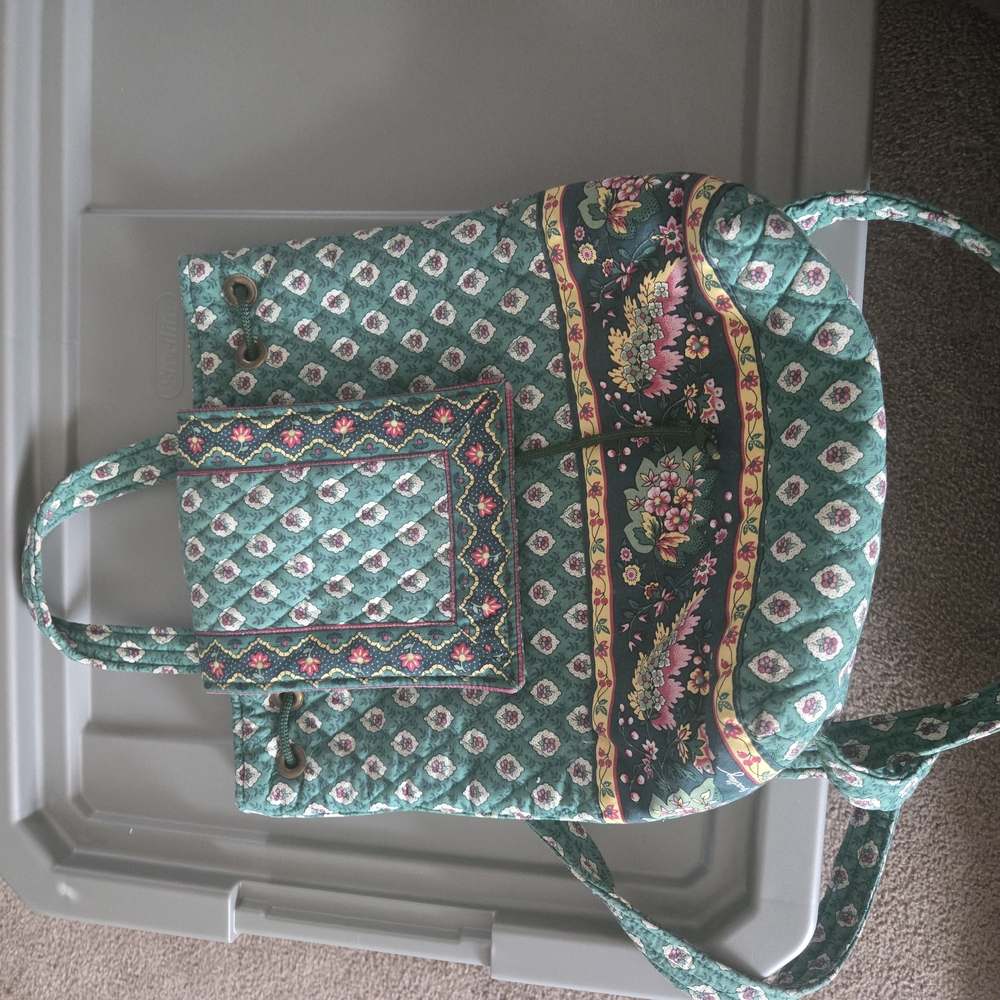Floral Quilted Tote Bag - Green